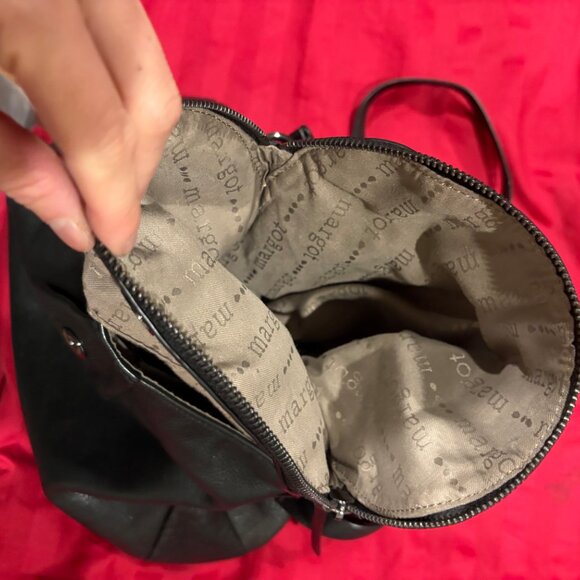 Margot Leather Satchel bag with both short shoulder strap + long strap (black) - Picture 9 of 9